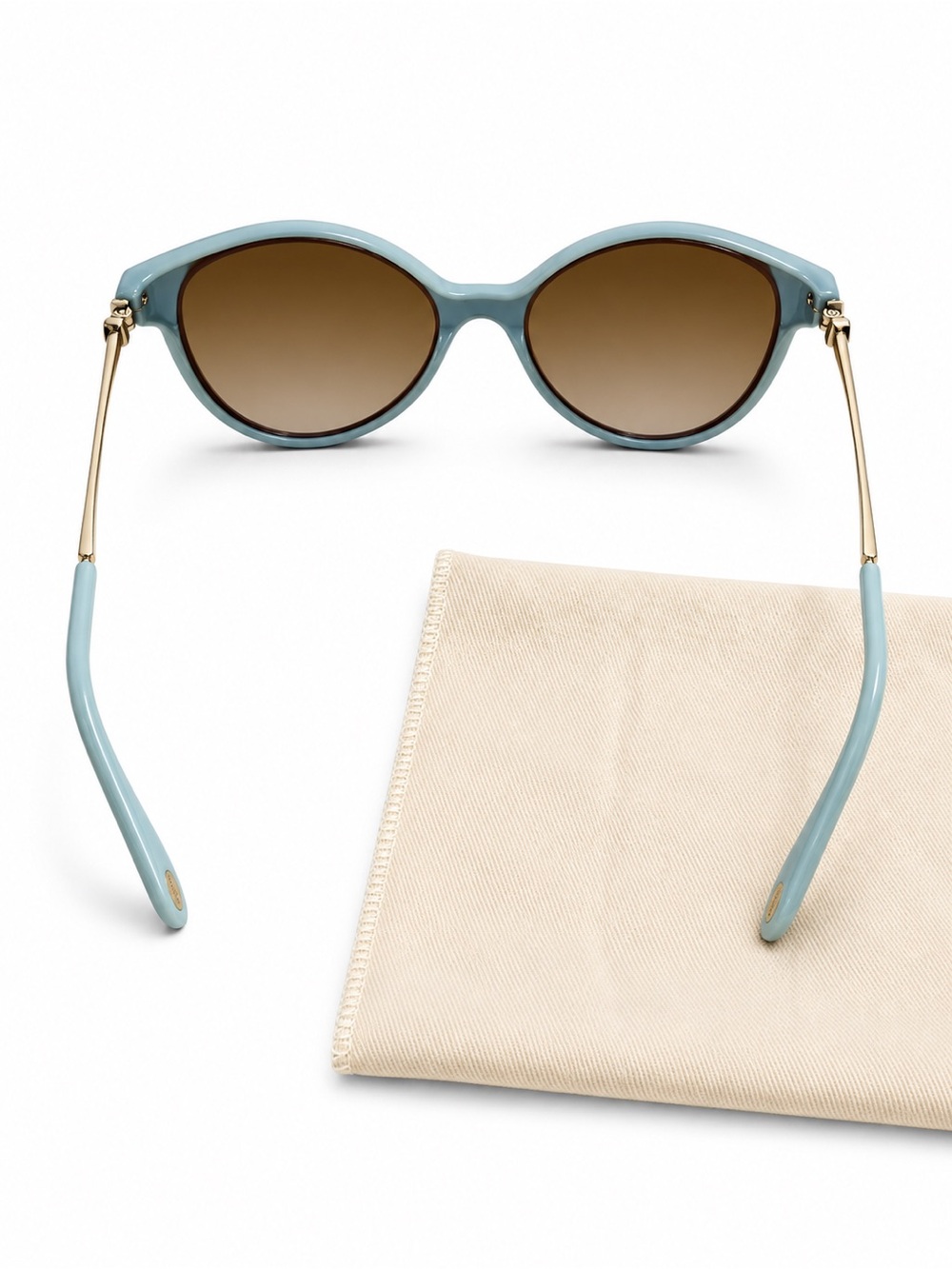 Tiffany & Co. Tortoise & Tiffany Blue Cat Eye Sunglasses - Picture 3 of 5